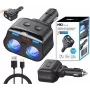 MBG Line HC69PD 3-kertainen savukkeensytyttimen jakaja 2x USB-C PD 30W ja 2x USB-A QC 3.0, LED-jännitenäyttö, 180W