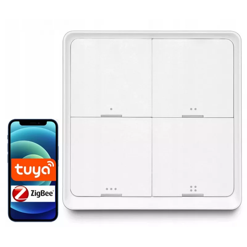 LUXURY-GOODS SC04 ZigBee TUYA älykäs tilakytkin – 4 painiketta, 12 tilaa, valkoinen