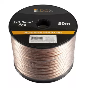 Libox kaiutinkaapeli 2x2,50 mm² LB0009-50 audiokaapeli 50 m läpinäkyvä