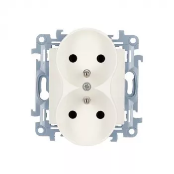 KONTAKT SIMON 10 moduuli valkoinen pistorasia 2x tyyppi F lapsilukolla ruuviliittimet 16A 250V