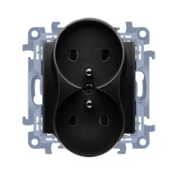 KONTAKT SIMON 10 moduuli kaksoispistorasia 2x Z/U ruuviliittimet 16A 250V mattamusta