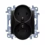 KONTAKT SIMON 10 moduuli kaksoispistorasia 2x Z/U ruuviliittimet 16A 250V mattamusta