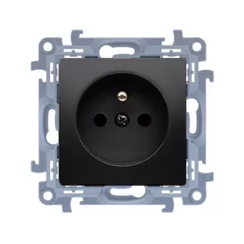 KONTAKT SIMON 10 moduuli musta matt pistorasia 1x Z/U lapsilukolla ja pikaliittimillä 16A 250V