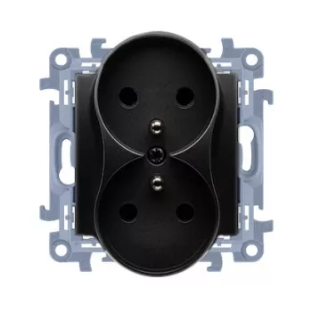 KONTAKT SIMON 10 moduuli 2x pistorasia Type-F mattamusta ruuviliittimet 16A 250V
