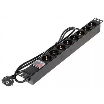 DELTA PD-8/RACK-N 8-osainen 1U 19 tuuman rack-asennusvirranjakoyksikkö (PDU) - 230V 16A 3680W Schuko
