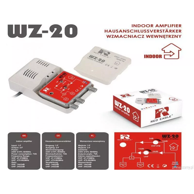 RED EAGLE DVB-T/T2 antennivahvistin WZ-20