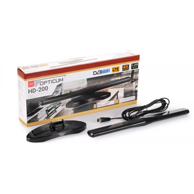 OPTICUM ANT0136 HD-200 sisäantenni DVB-T2 aktiivinen musta