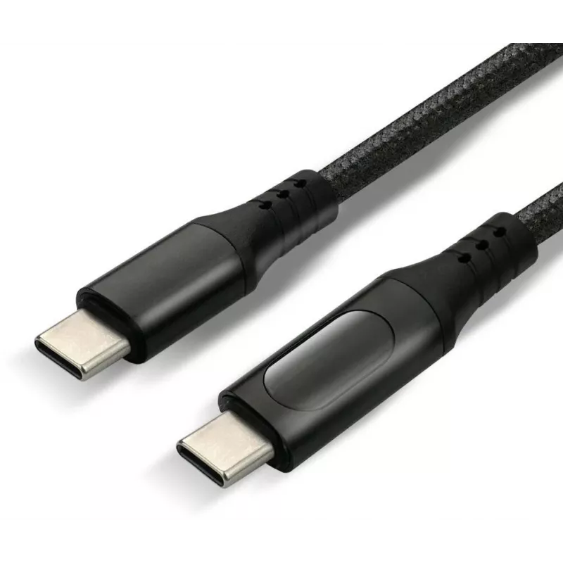 USB-C–USB-C-kaapeli LCD-tehonäytöllä, 3 m, 45W PD, musta