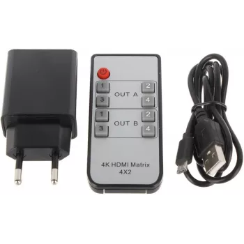 HDMI-kytkin 4x2 matriisi 4K@30Hz HDMI-SW-4/2-MATRIX