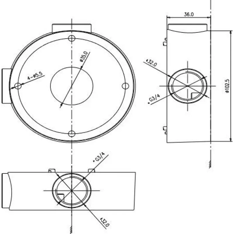 MITON MT-P1260 pinta-asennettava jakorasia 120x60x50mm IP65 vaaleanharmaa