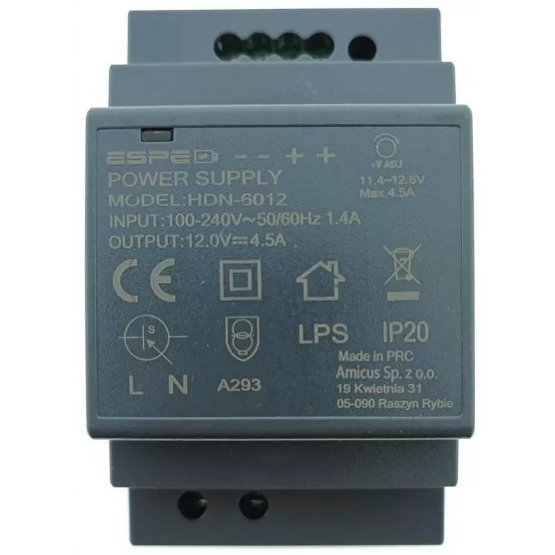ESPE HDN-6012 DIN-kiskovirtalähde 12V 54W 4.5A