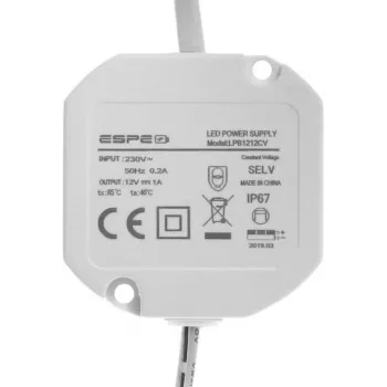 ESPE LP-1212-211 12V 1A 12W IP67 virtalähde 5.5/2.1mm
