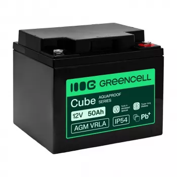 GREEN CELL AGM VRLA 12V 50Ah huoltovapaa akku UPS-laitteisiin, 197x166x170mm