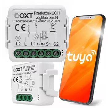 OXT Mini relemoduuli 2-kanava ilman nollajohdinta ZigBee TUYA T272
