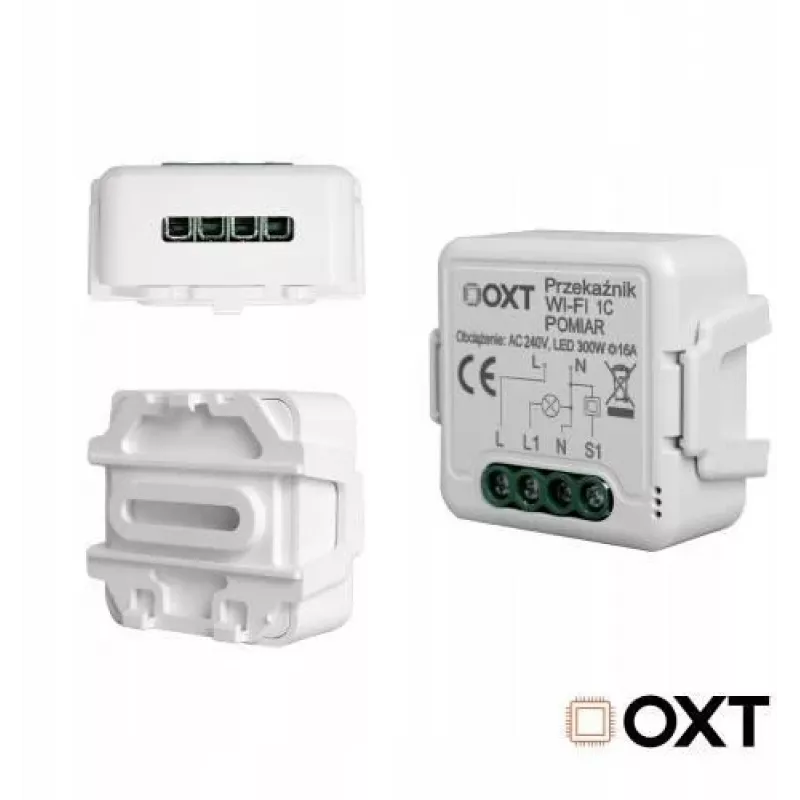 OXT T220P Wi-Fi-relemoduuli, 1 piiri, 16 A, energiamittaus, Tuya