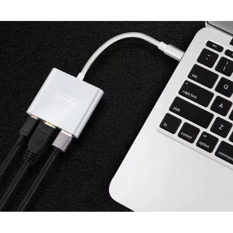 ZENWIRE BYL-2008N 3-in-1 MHL-keskitin USB-C–HDMI 4K-sovitin, Space Gray