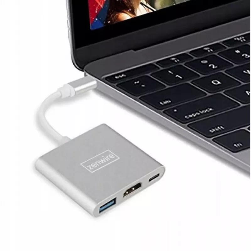 ZENWIRE BYL-2008N 3-in-1 MHL-keskitin USB-C–HDMI 4K-sovitin, Space Gray
