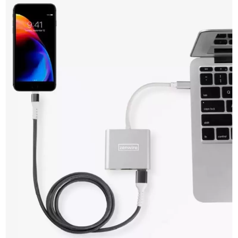 ZENWIRE BYL-2008N 3-in-1 MHL-keskitin USB-C–HDMI 4K-sovitin, Space Gray