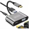 ZENWIRE USB-C-moniporttisovitin keskitin 4-in-1 HDMI 4K VGA USB-A Space Gray BYL-2310
