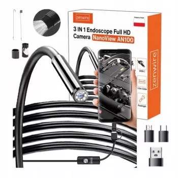 ZENWIRE AN100 USB-C endoskooppi-tarkastuskamera 3,5m 1080p IP67 tarvikkeilla