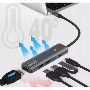 ZENWIRE BS-HC703 USB-C 7-in-1-keskitin sovitin HDMI 4K, USB 3.0, SD, PD