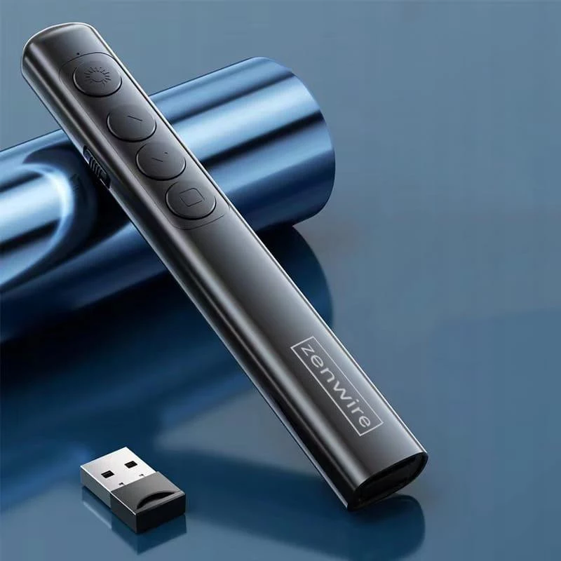 ZENWIRE S9 USB-esityslaserosoitin, 2,4 GHz, punainen laser, musta