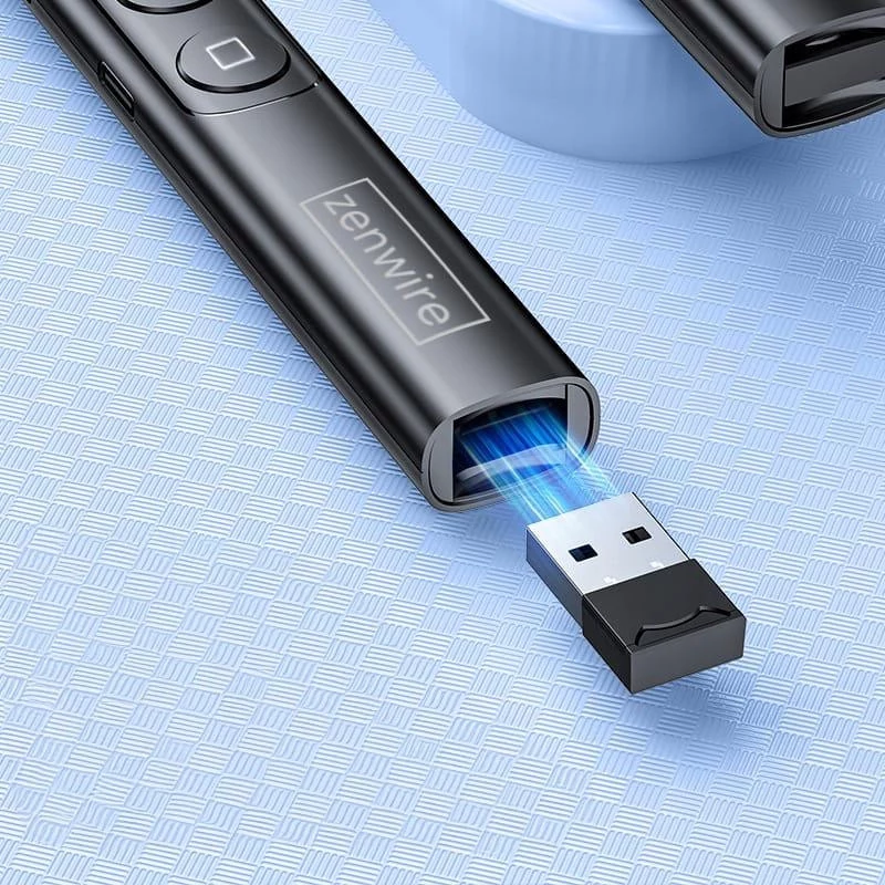 ZENWIRE S9 USB-esityslaserosoitin, 2,4 GHz, punainen laser, musta