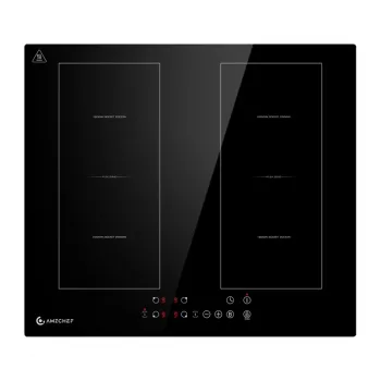 AMZCHEF CE-FS-I72S-FFDD06 induktioliesi, 4 aluetta, 7200W, kosketusohjaus, kalusteeseen asennettava, musta keraaminen lasi