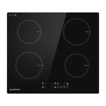 AMZCHEF CE-T-74IB4xyzf-CS 4-alueinen induktioliesi 7400W kalusteeseen asennettava boosterilla, ajastimella, lapsilukolla