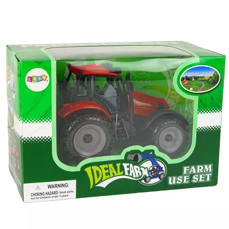 LEAN TOYS pieni traktori taittuvalla konepellillä, punainen, 13 cm