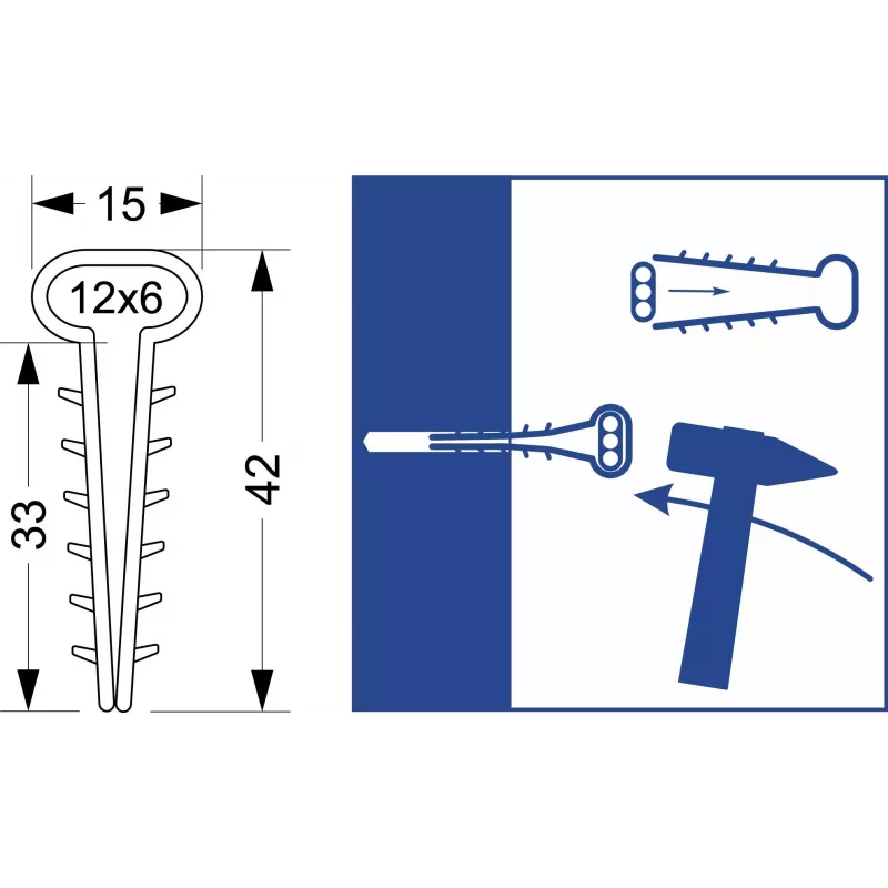 Quick Mount -klipsi - Flat USMP-3 Elektro-Plast Opatówek 600 kpl LAATIKKO 16.23