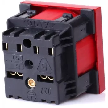 JAVEL 1-moduulin yksittäispistorasia pistokelukolla, punainen, 16A 250V AC, uppoasennus, tyyppi E/F
