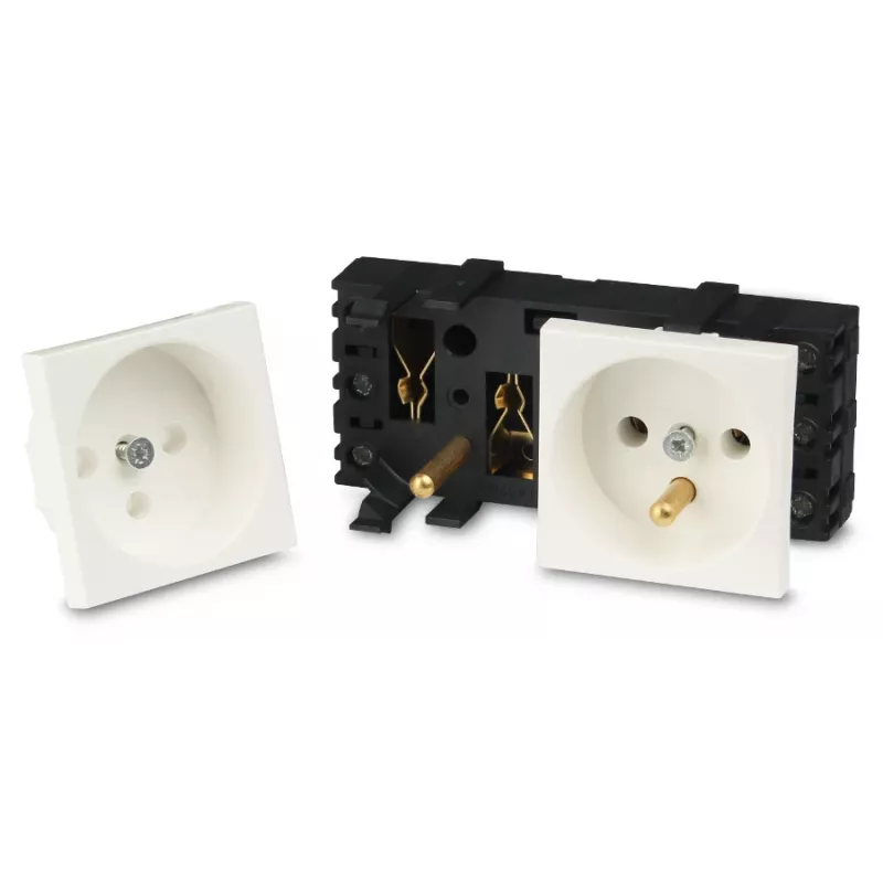 JAVEL kaksoispistorasia 2M valkoinen 16A 250V uppoasennus