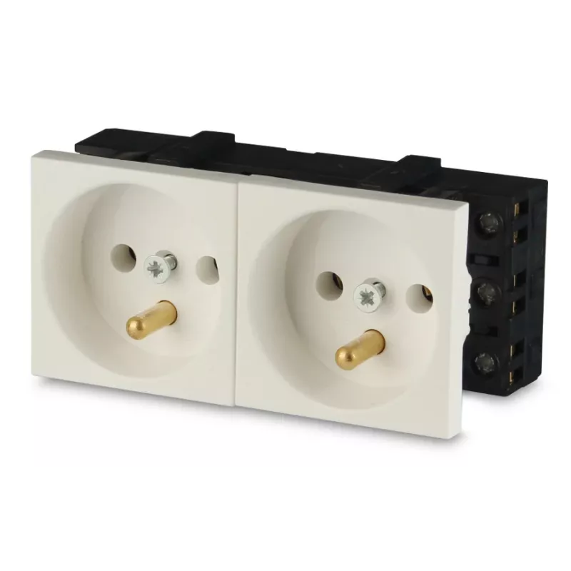 JAVEL kaksoispistorasia 2M valkoinen 16A 250V uppoasennus