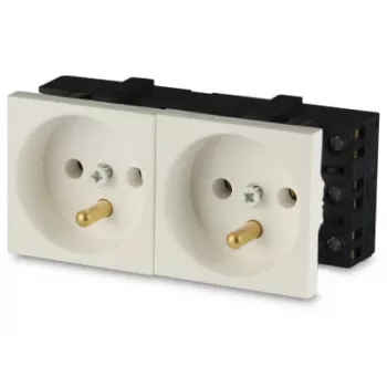 JAVEL kaksoispistorasia 2M valkoinen 16A 250V uppoasennus