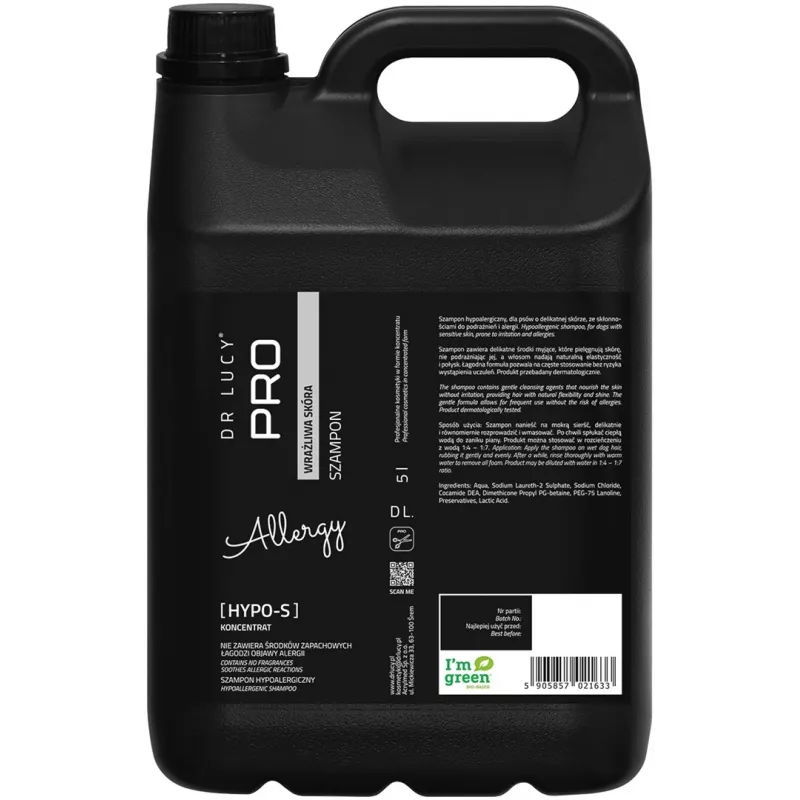 DR LUCY Hypo S - hypoallergeeninen shampoo koirille - 5L