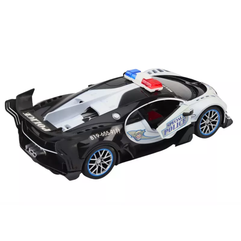 LEAN TOYS kauko-ohjattava RC-poliisiauto mittakaavassa 1:12, valkoinen