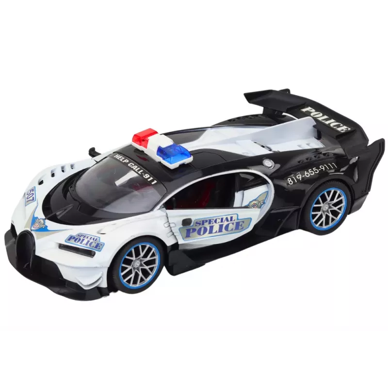 LEAN TOYS kauko-ohjattava RC-poliisiauto mittakaavassa 1:12, valkoinen