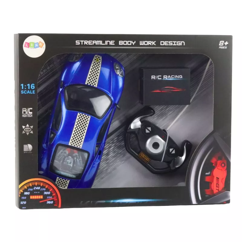 LEAN TOYS RC-kauko-ohjattava urheiluauto valoilla sininen 1:16