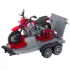 LEAN TOYS offroad-ajoneuvosetti hinausautolla ja moottoripyörällä, valo ja ääni, vihreä