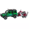 LEAN TOYS offroad-ajoneuvosetti hinausautolla ja moottoripyörällä, valo ja ääni, vihreä
