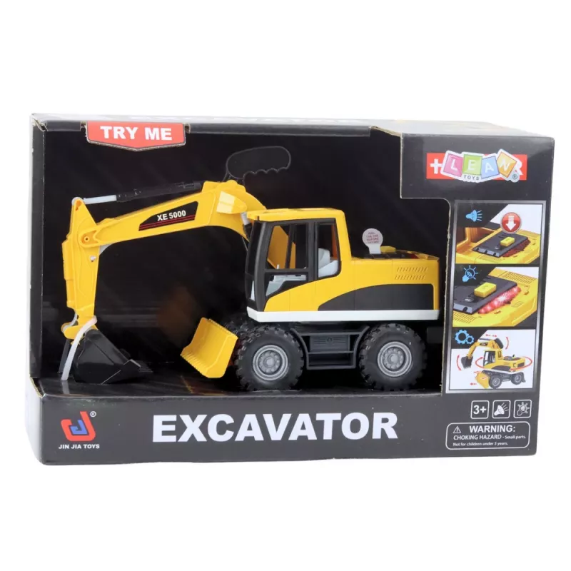 LEAN TOYS rakennus kaivinkone puskutraktori liikkuvalla kauhalla, ohjaamolla, valo & ääni