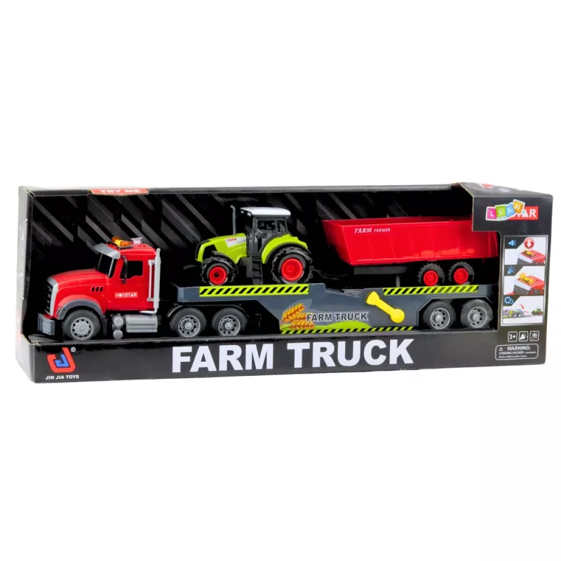 LEAN TOYS setti kuorma-auto traktori perävaunulla valot ja äänet punainen