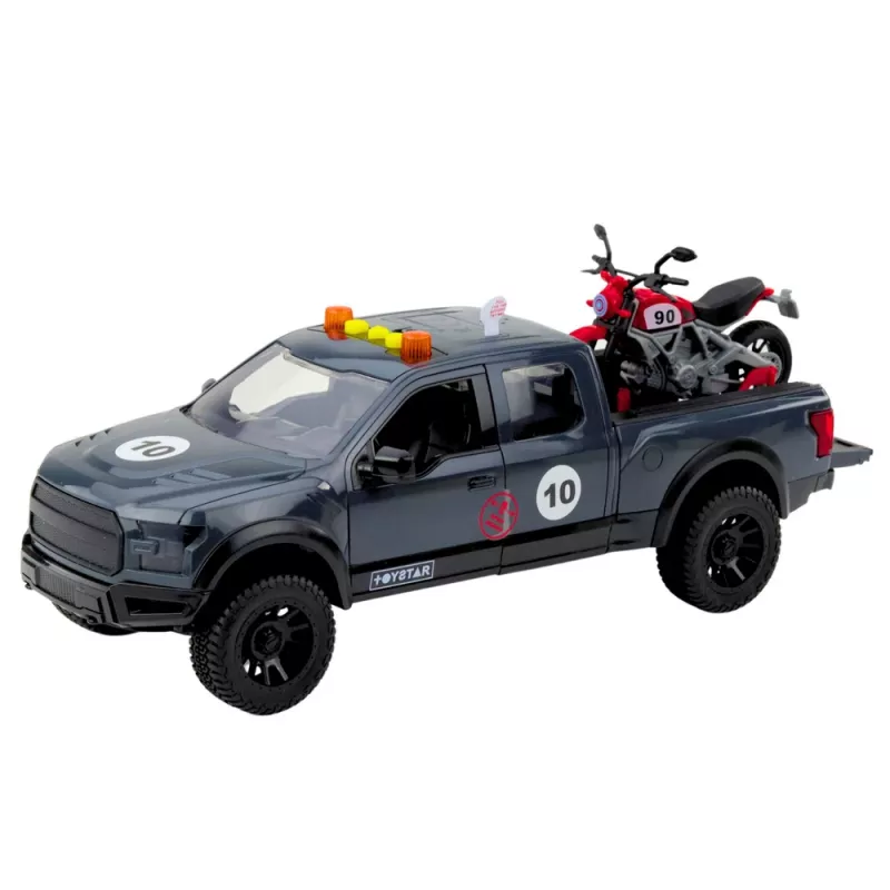 LEAN TOYS pickup kuorma-auto moottorin valoilla ja äänillä harmaa 1:12