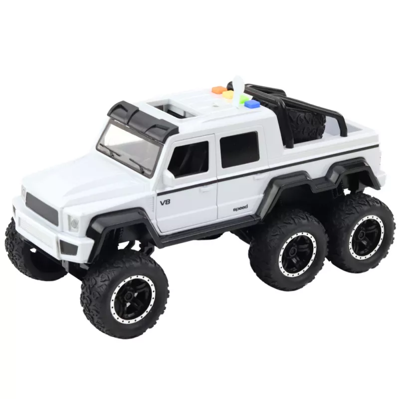 LEAN TOYS offroad-auto kitkaveto valot äänet helmenvalkoinen 6x6 1:16