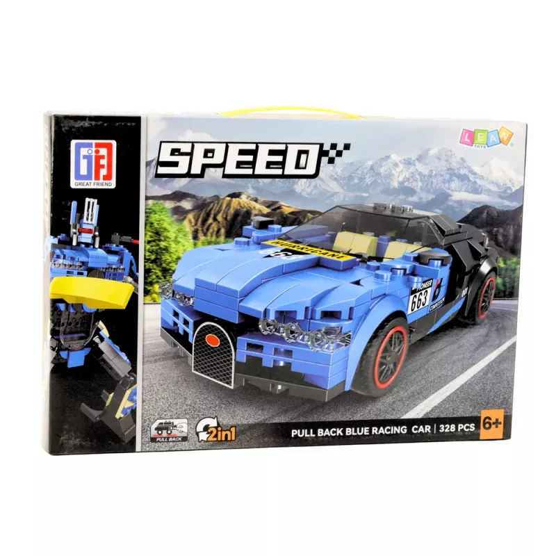 LEAN TOYS Robot Car 2in1 Hurricane Blue rakennuspalikat 328 kpl