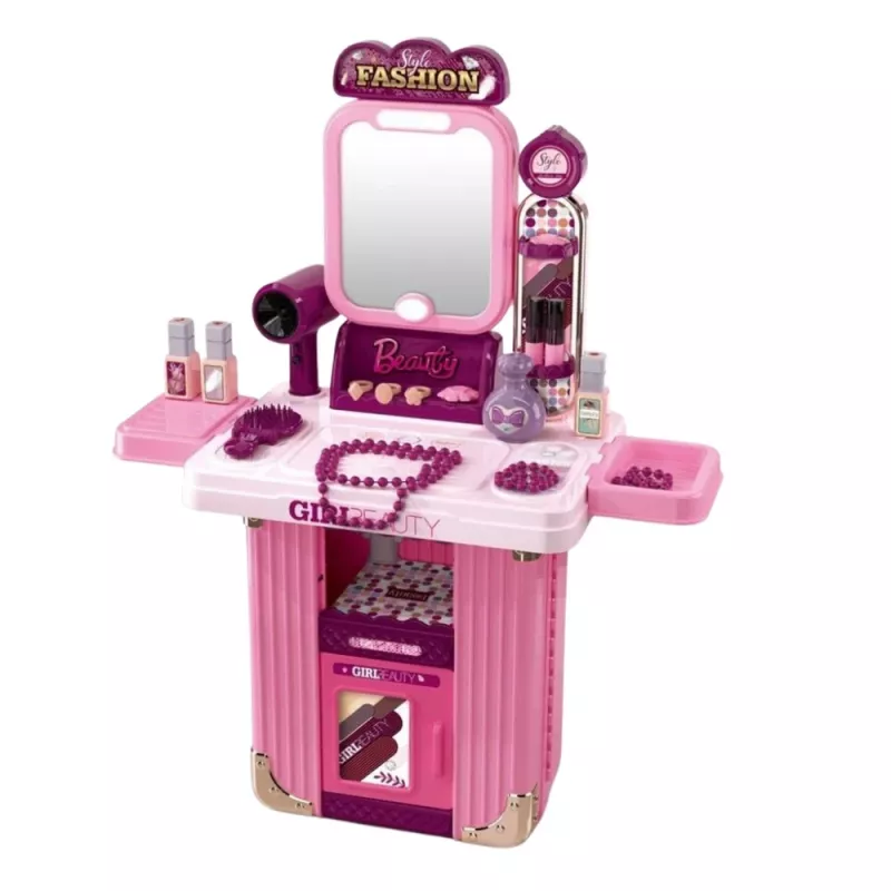 LEAN TOYS meikkipöytäsarja laukussa 2-in-1 pinkki