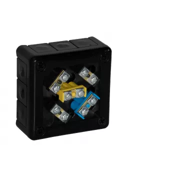 VIPLAST VP-41 pinta-asennettava jakorasia liittimillä, 12 läpivientiä, IP55, musta, 98x98x42mm