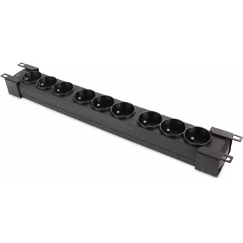 Getfort GF-9R30/FR 9-osainen 1U rack-asennus pistorasia, ranskalaiset pistorasiat, 3m kaapeli, 16A, musta