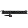 Getfort GF-9R30/FR 9-osainen 1U rack-asennus pistorasia, ranskalaiset pistorasiat, 3m kaapeli, 16A, musta